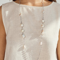 Artemis Ocean Baroque Pearl & Crystal Necklace - Rhodium