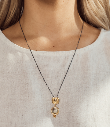 Green Amethyst Gold Pendant Necklace