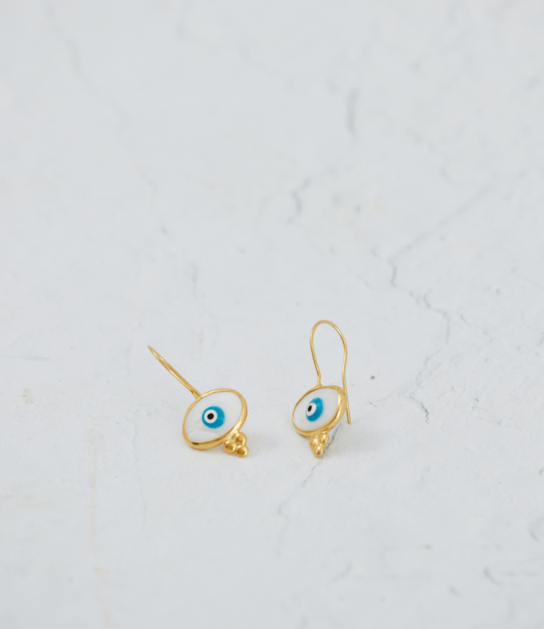 White Evil Eye Earrings