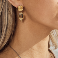 Green Amethyst Gold Earrings