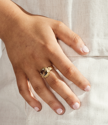 Green Amethyst Gold Ring