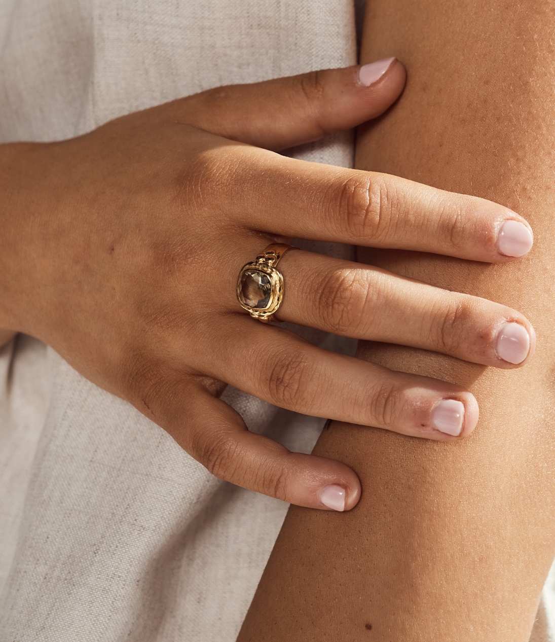 Green Amethyst Gold Ring