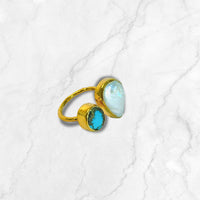 Gold Turquoise and Pearl Ring