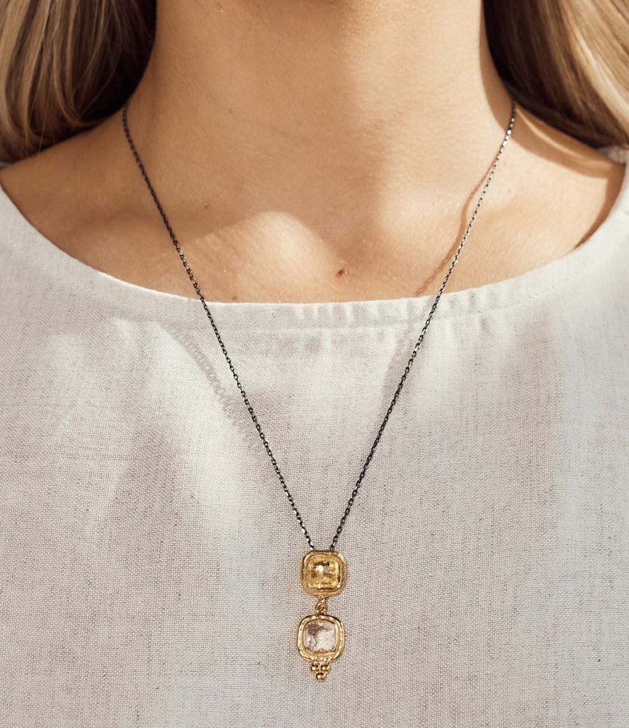 Quartz Gold Pendant Necklace