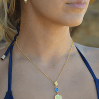 Gold Disc & Turquoise Necklace