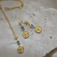 Gold Disc & Turquoise Necklace