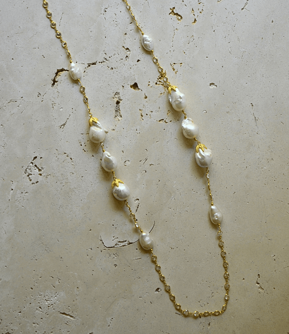 Artemis Saltwater Baroque Pearl & Crystal Necklace