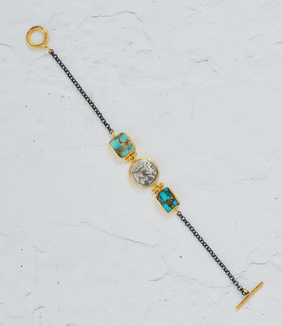 Coin & Turquoise stone bracelet