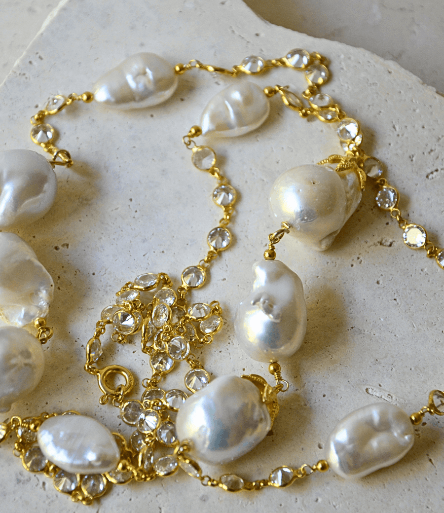 Artemis Saltwater Baroque Pearl & Crystal Necklace