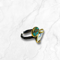 Oval Turquoise and Pearl Ring