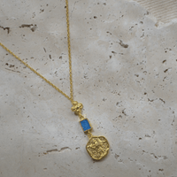 Gold Disc & Turquoise Necklace