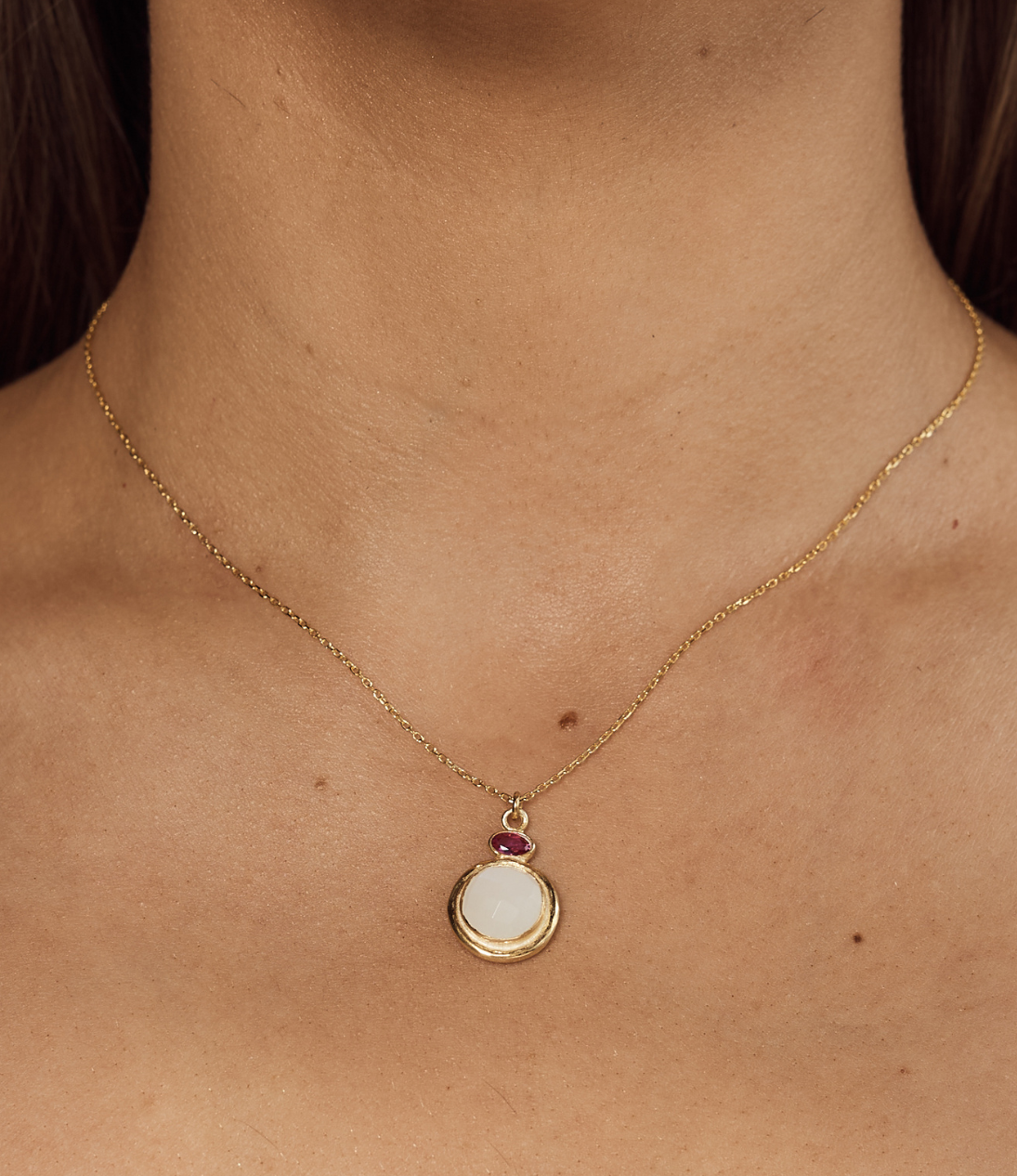 Moonstone & Ruby Necklace