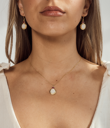 Moonstone & Ruby Necklace