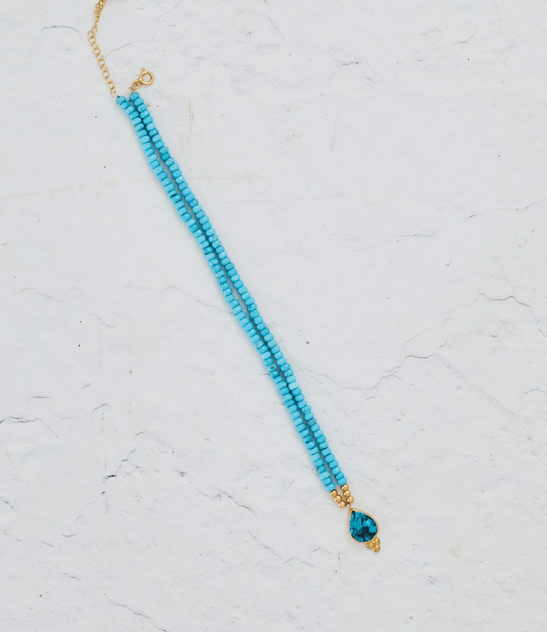 Turquoise Stone and Beaded Necklace