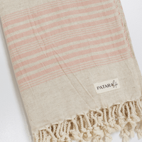 "Kas" Linen/Cotton peshtemal in light pink stripe