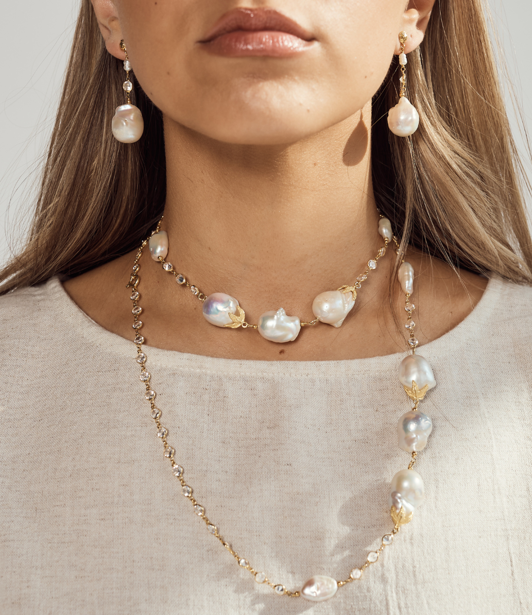 Artemis Ocean Baroque Pearl & Crystal Necklace