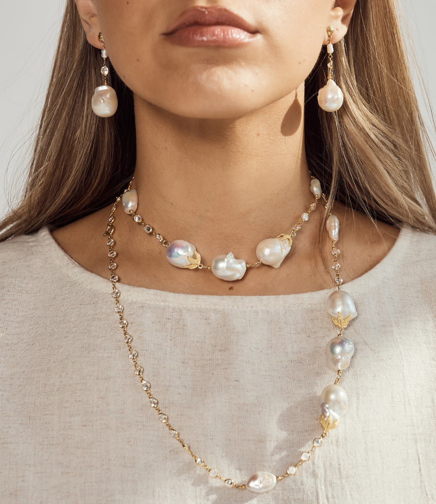 Artemis Ocean Baroque Pearl & Crystal Necklace