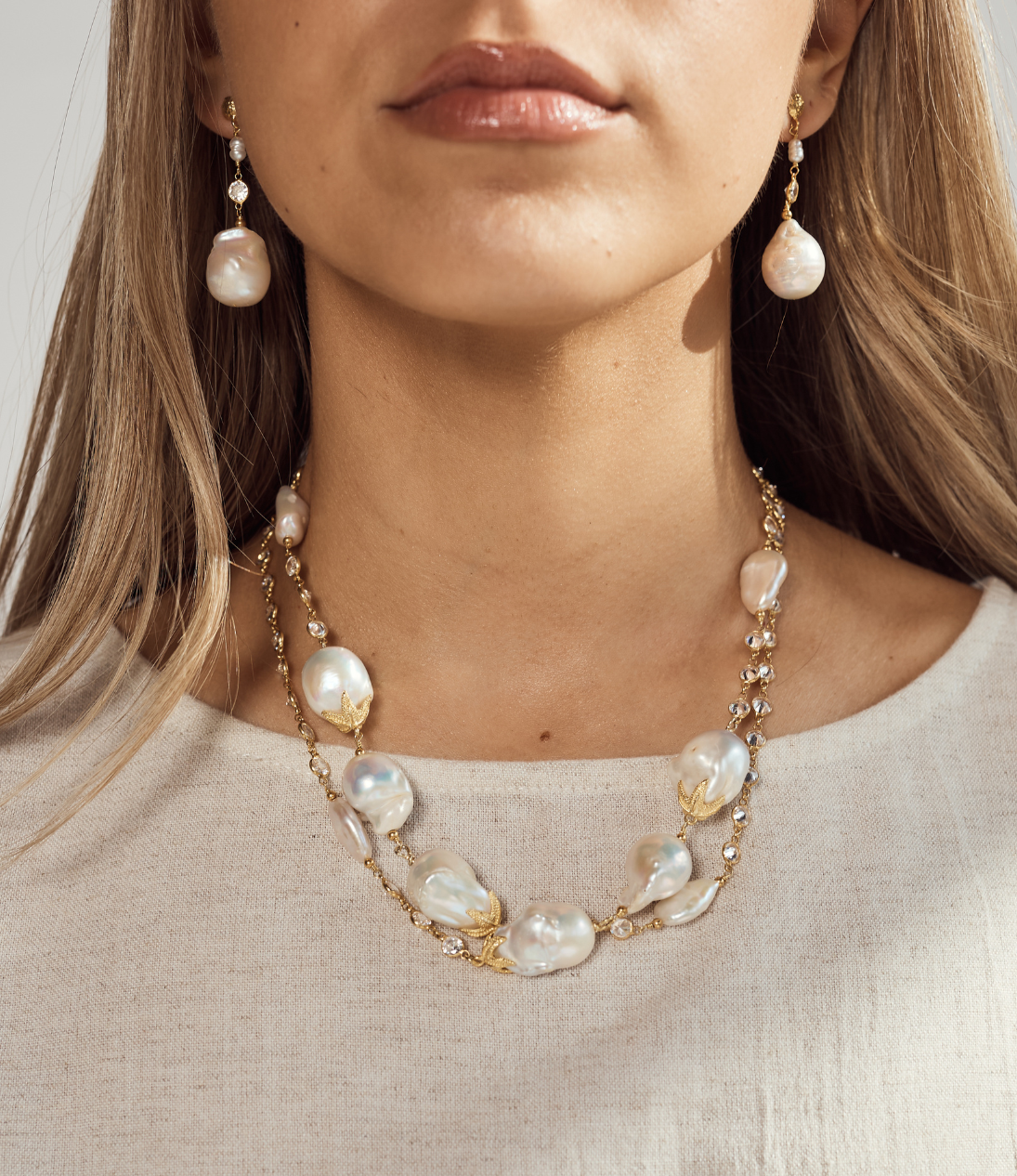 Artemis Ocean Baroque Pearl & Crystal Necklace