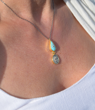 Turquoise & Coin Necklace