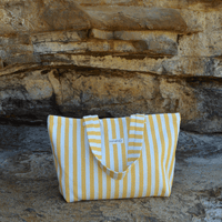 "Nadia" Herringbone Woven Linen Beach Tote