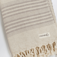 "Kas" Linen/Cotton peshtemal in light brown stripe