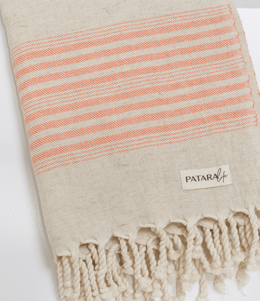 "Kas" Linen/Cotton peshtemal in Orange stripe